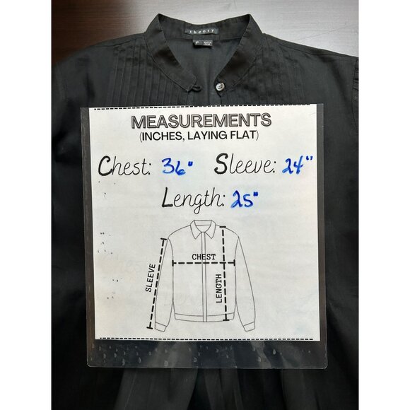 Theory Blouse Womens P Petite Blk 100% Cotton Pintuck Sheer Top Minimalist Luxe - Picture 6 of 9